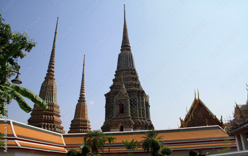 07 February 2019, Bangkok, Thailand, Wat Pho temple complex. Buddhist stupas and architectural details.