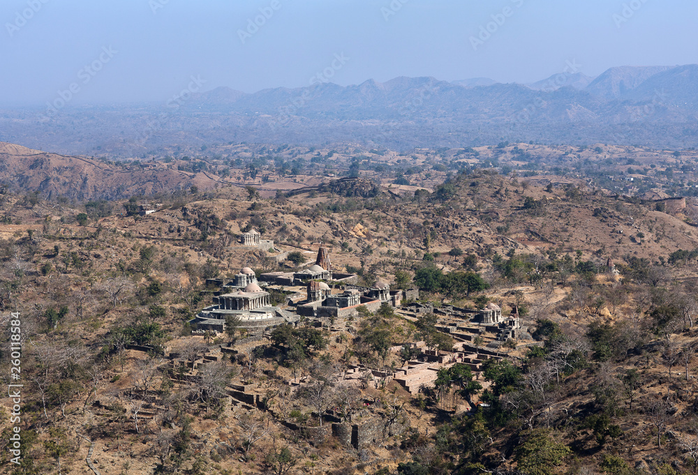 Fototapeta premium Ancient Jain temples in Kumbhalgarh, Rajasthan, India