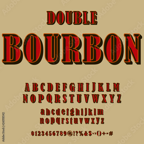 An ornate and retro-styled alphabet. Well on vintage packaging, whiskey,  bourbon bottles, carnival or saloon signs, etc