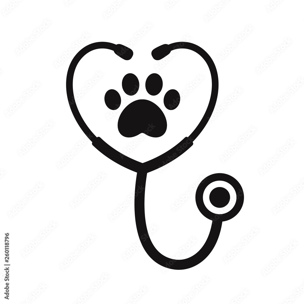 Stethoscope with paw print Stock Vector | Adobe Stock