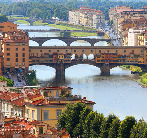 bridges in Florence and Old Birdge called Ponte Vecchio over Arn