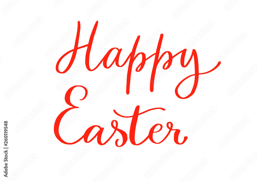 Calligraphy inscription Happy Easter. Red on white background. Calligraphy inscription Happy Easter. Red on white background.