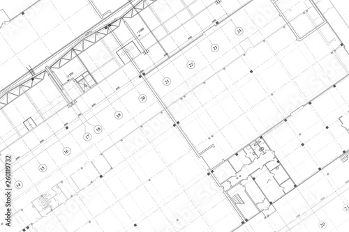 Background -architectural technical drawing of industrial building