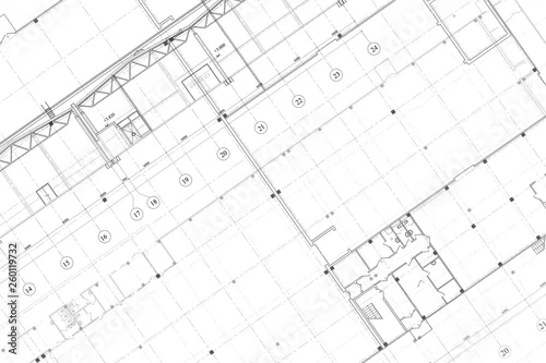 Obraz Background -architectural technical drawing of industrial building