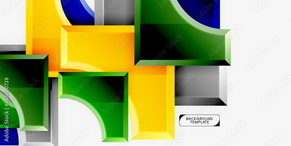 3d futuristic shapes vector abstract background made of glossy pieces with light effects