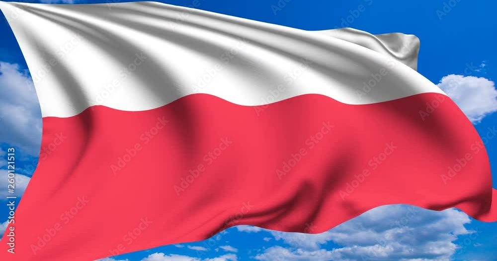 flag of Poland against a cloudy sky (alpha channel, loopable) flag of Poland against a cloudy sky (alpha channel, loopable)