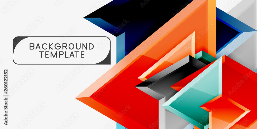 Bright colorful triangular poly 3d composition,abstract geometric background, minimal design, polygonal futuristic poster
