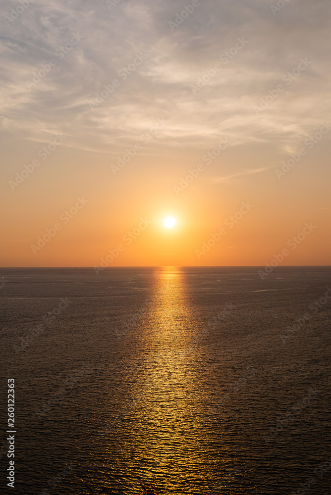 Sunny sunset on the sea