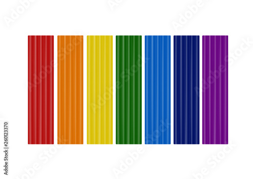 Colored plasticine in a vector on a white background.Multi-colored plasticine for modeling.