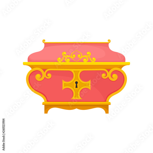 Pink chest on white background. Vector illustration.