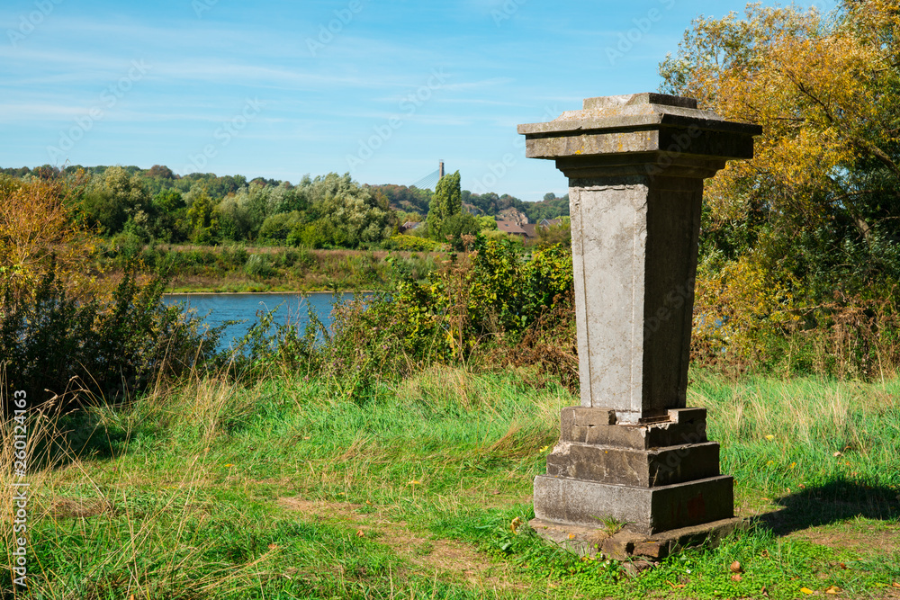 monument near river Maas in Eijsden, The Netherlands. With view on the Belgian place Ternaaien monument near river Maas in Eijsden, The Netherlands. With view on the Belgian place Ternaaien