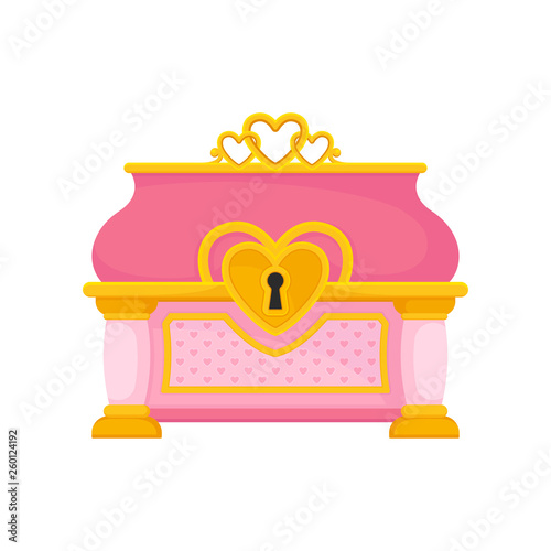 Pink chest on white background. Vector illustration.