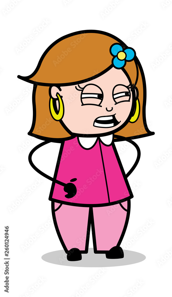 Talking in Irritation - Retro Cartoon Female Housewife Mom Vector Illustration Talking in Irritation - Retro Cartoon Female Housewife Mom Vector Illustration