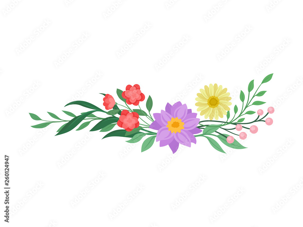 Fototapeta premium Colorful flowers on white background. Spring concept.