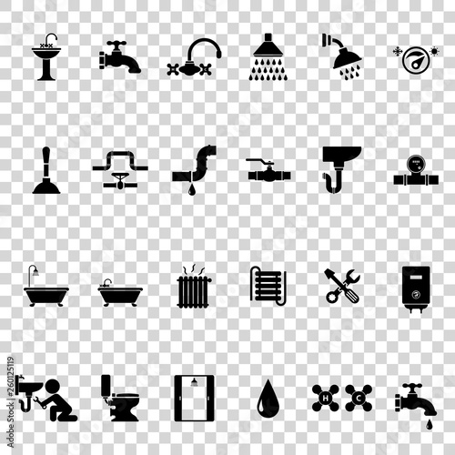plumbing icons set 