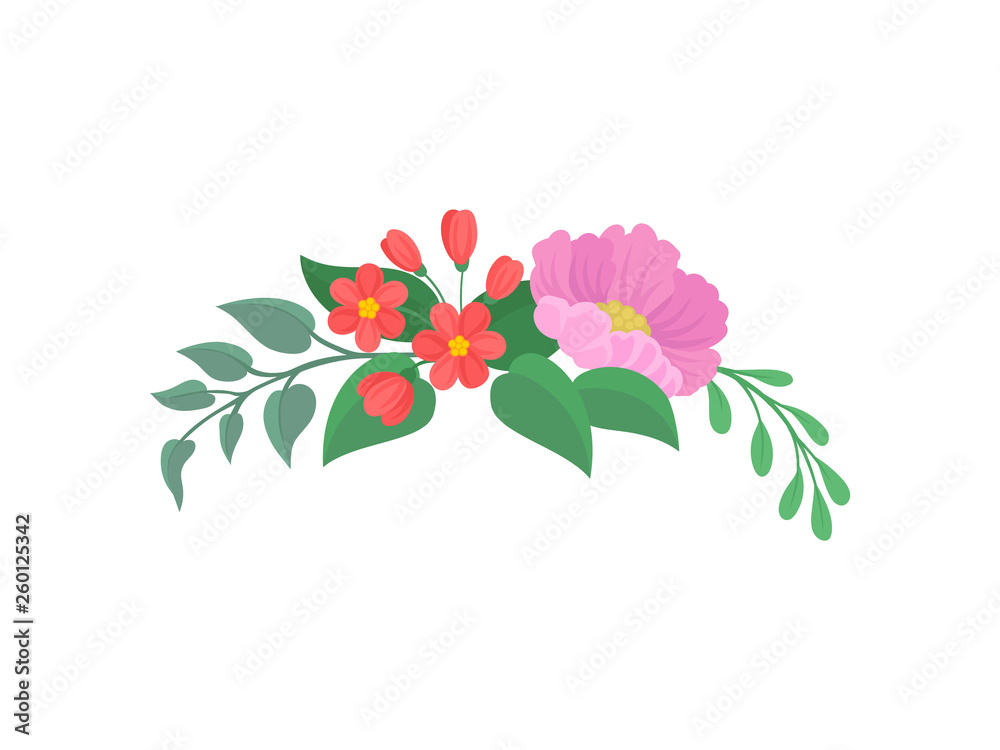 Colorful flowers on white background. Spring concept.