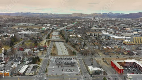 Aerial footage Dwight Eisenhower Highway Reno Nevada USA photo