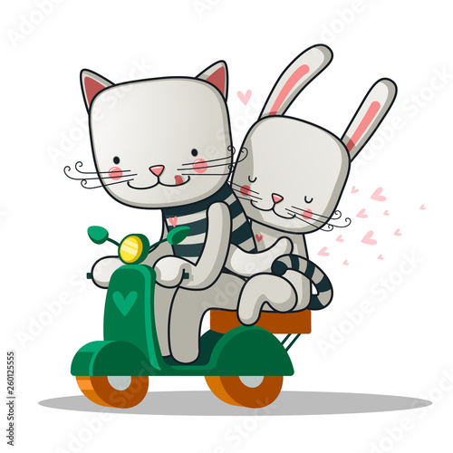 Couple in love on scooter.