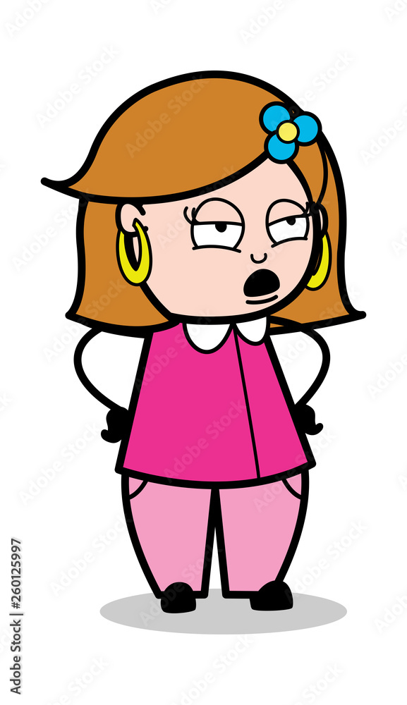 Gossip - Retro Cartoon Female Housewife Mom Vector Illustration