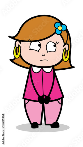 Nervousness - Retro Cartoon Female Housewife Mom Vector Illustration