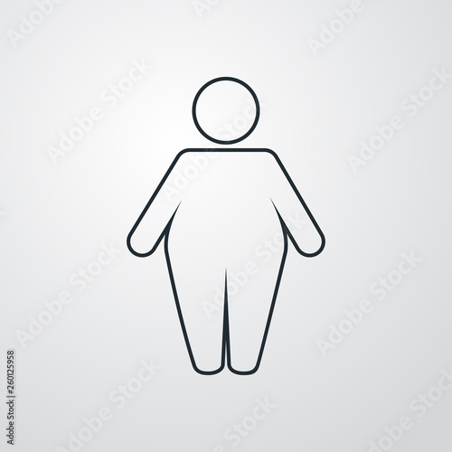 Icono plano lineal hombre gordo en fondo gris