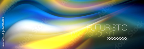 Fluid colors mixing glowing neon wave background, holographic texture