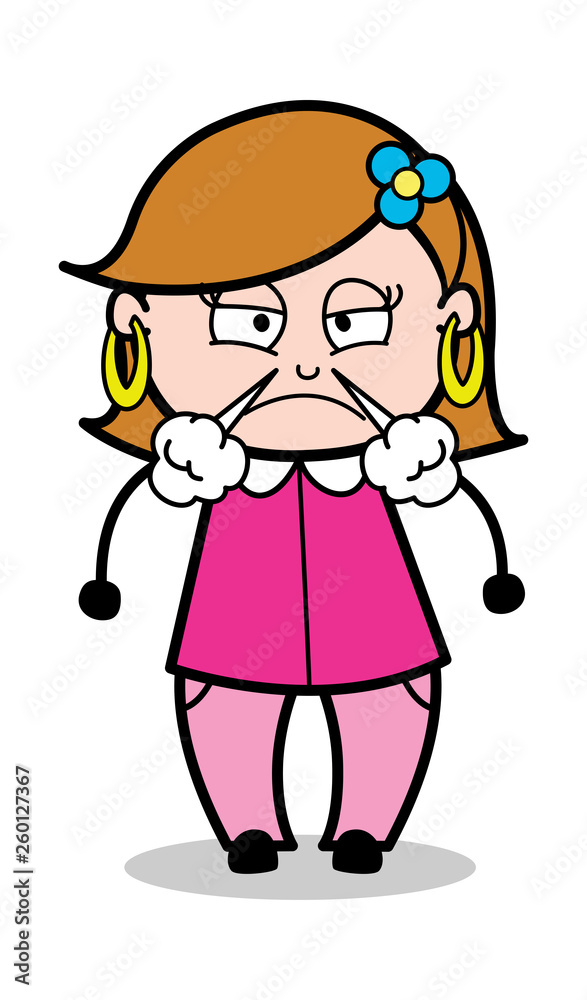 Very Angry - Retro Cartoon Female Housewife Mom Vector Illustration Stock  Vector | Adobe Stock