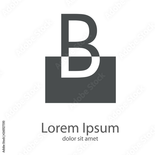 Logotipo letra B mayúscula en cuadrado en espacio negativo en color gris