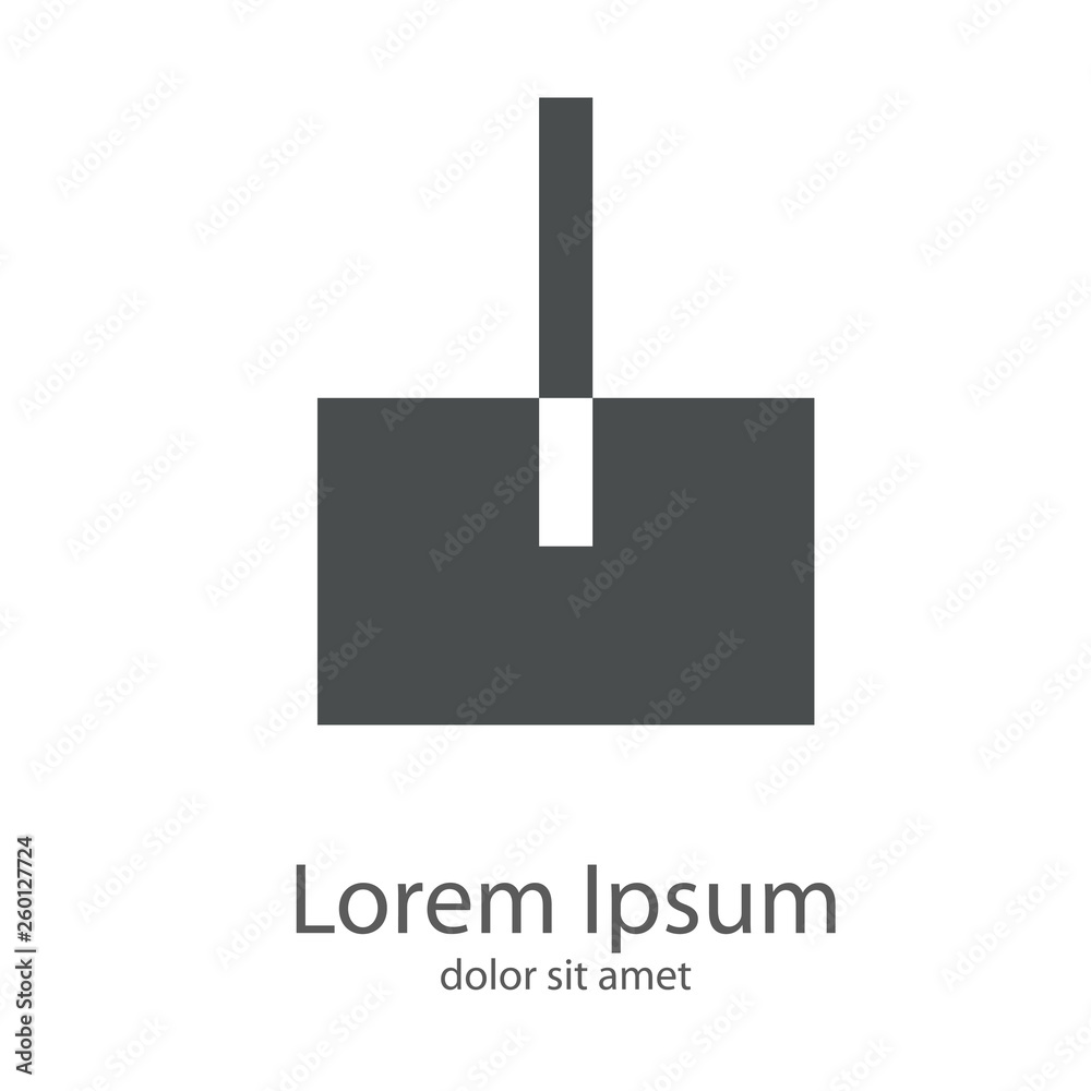 Logotipo letra I mayúscula en cuadrado en espacio negativo en color gris