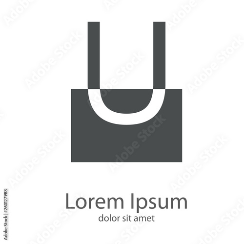 Logotipo letra U mayúscula en cuadrado en espacio negativo en color gris