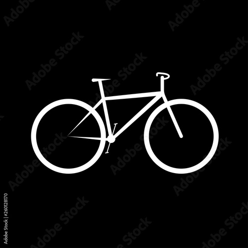 White bicycle icon on black background - vector illustration