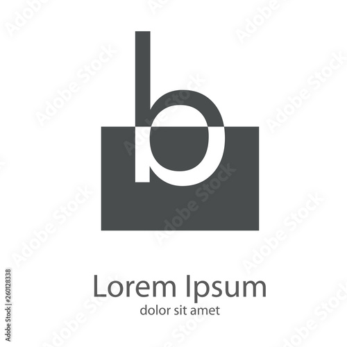 Logotipo letra b minúscula en cuadrado en espacio negativo en color gris