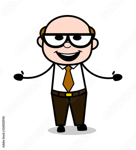 A Host - Retro Cartoon Office old Boss Man Vector Illustration