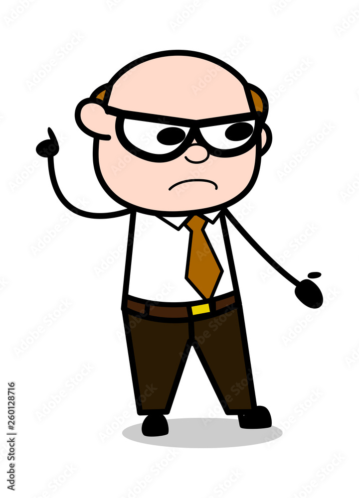 Hand Gesture During Presentation - Retro Cartoon Office old Boss Man Vector Illustration Hand Gesture During Presentation - Retro Cartoon Office old Boss Man Vector Illustration