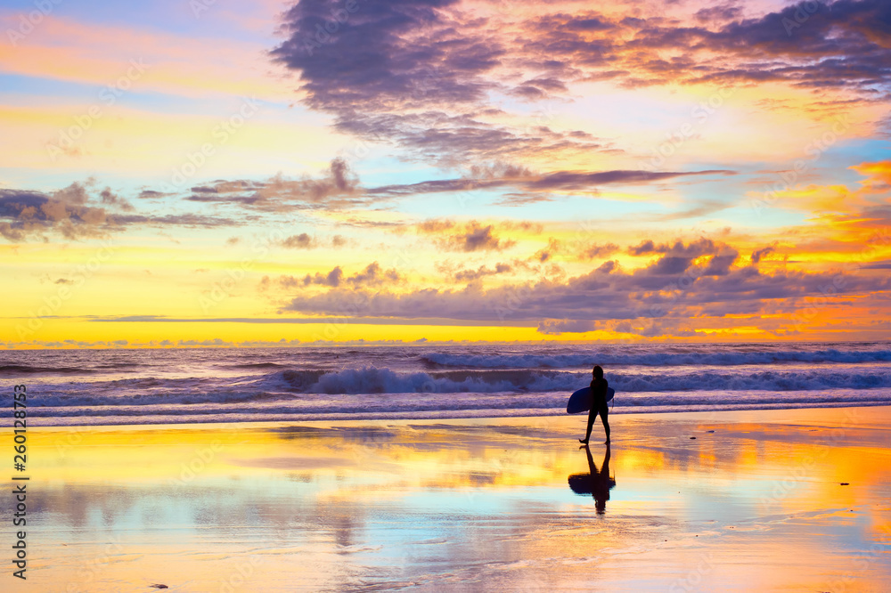 surfer surfboard sunset Bali beach
