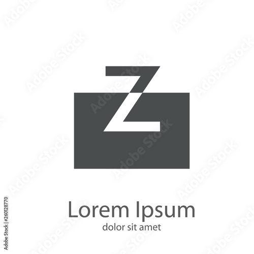 Logotipo letra z minúscula en cuadrado en espacio negativo en color gris