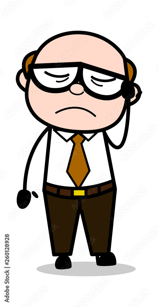 Unlucky - Retro Cartoon Office old Boss Man Vector Illustration Unlucky - Retro Cartoon Office old Boss Man Vector Illustration