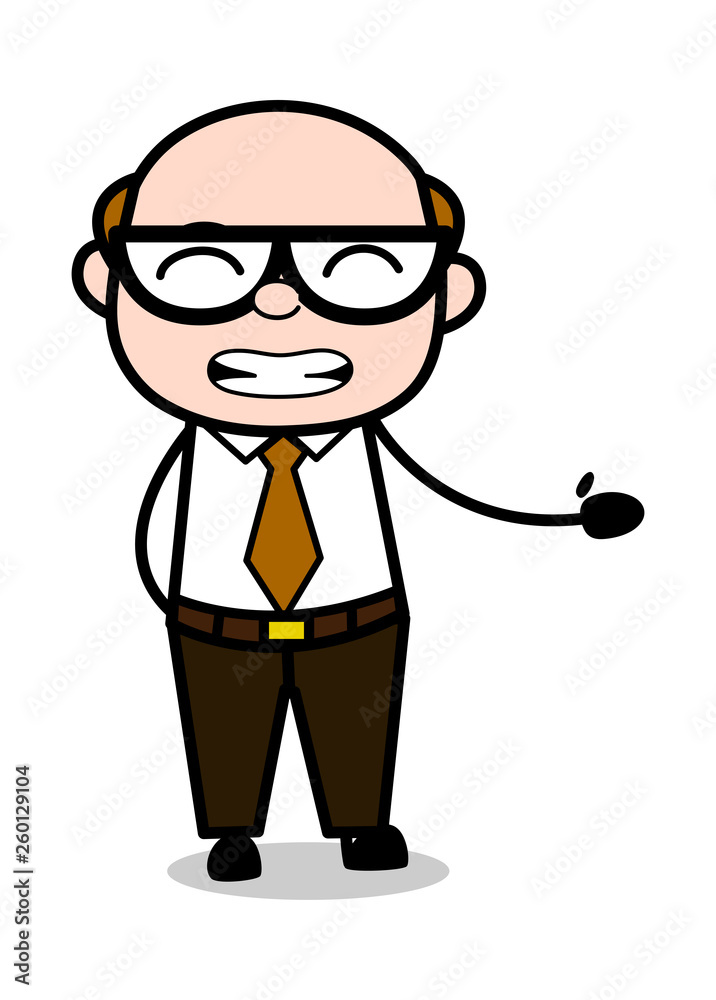 Awkward - Retro Cartoon Office old Boss Man Vector Illustration
