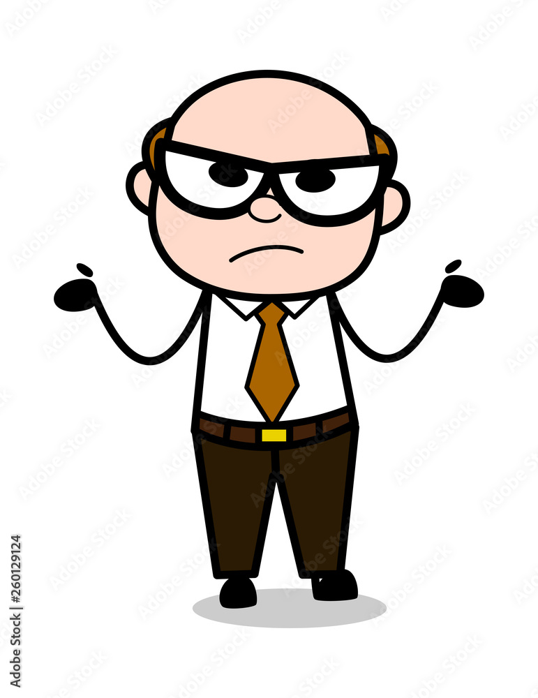 Empty Hands - Retro Cartoon Office old Boss Man Vector Illustration Empty Hands - Retro Cartoon Office old Boss Man Vector Illustration