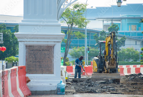 worker, excavator, Singapor...