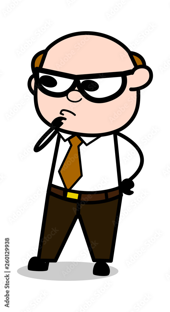 Planning - Retro Cartoon Office old Boss Man Vector Illustration Planning - Retro Cartoon Office old Boss Man Vector Illustration