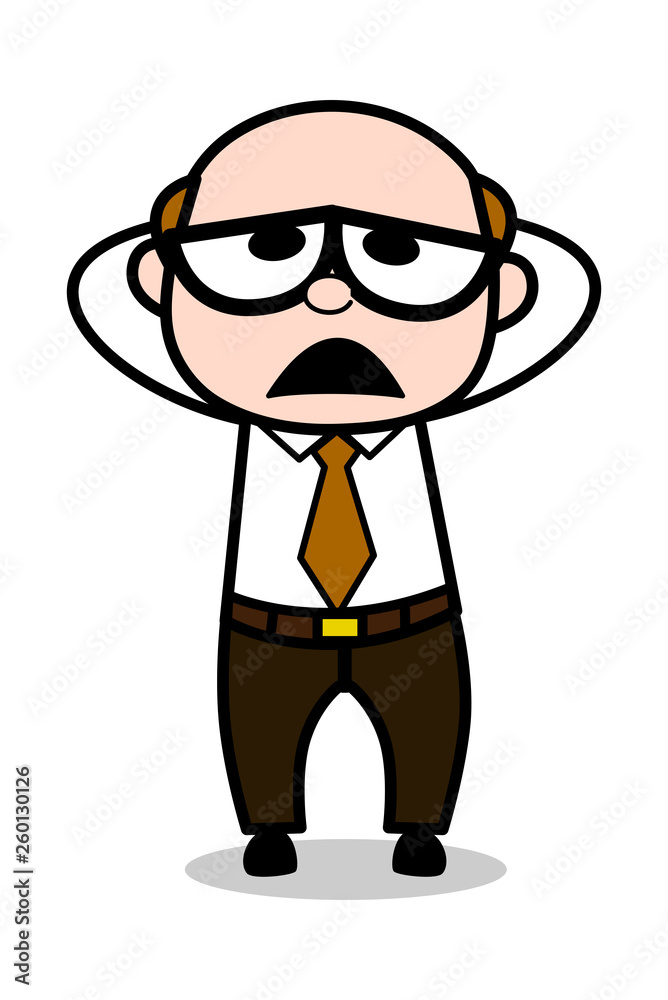 Guilty - Retro Cartoon Office old Boss Man Vector Illustration