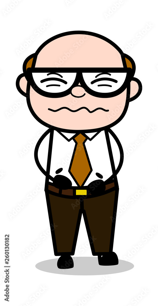 Pain - Retro Cartoon Office old Boss Man Vector Illustration Pain - Retro Cartoon Office old Boss Man Vector Illustration