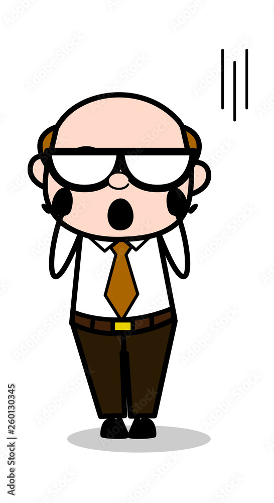 Scared - Retro Cartoon Office old Boss Man Vector Illustration Scared - Retro Cartoon Office old Boss Man Vector Illustration