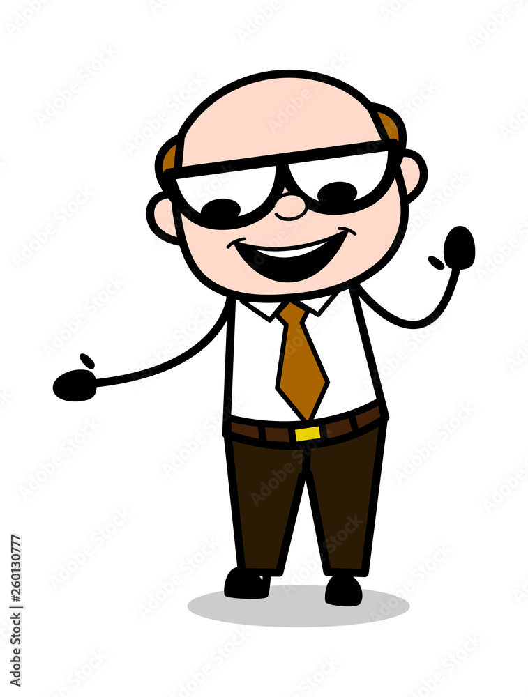Helping Hand - Retro Cartoon Office old Boss Man Vector Illustration Helping Hand - Retro Cartoon Office old Boss Man Vector Illustration