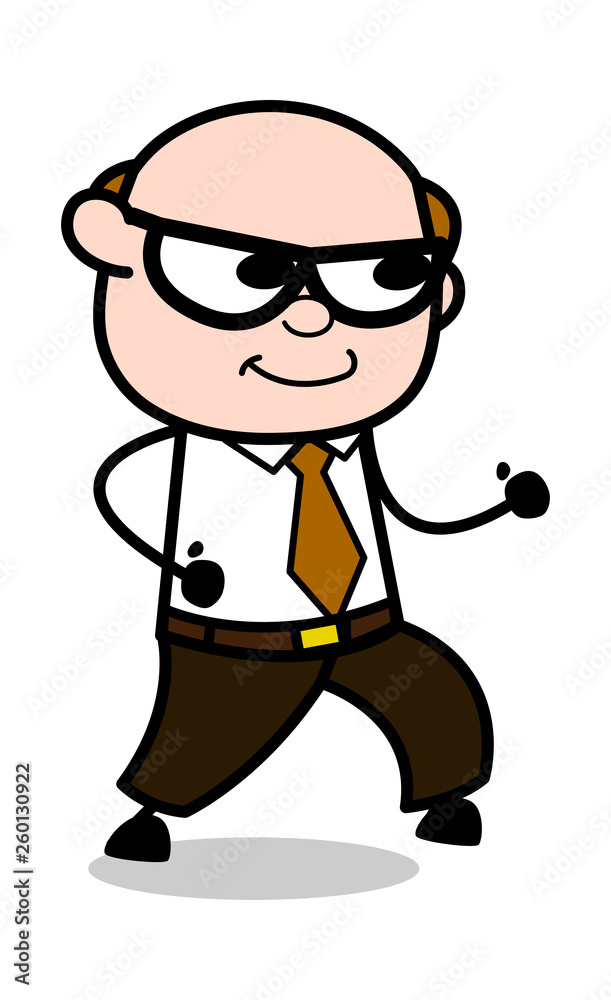 Ready to Run - Retro Cartoon Office old Boss Man Vector Illustration Ready to Run - Retro Cartoon Office old Boss Man Vector Illustration