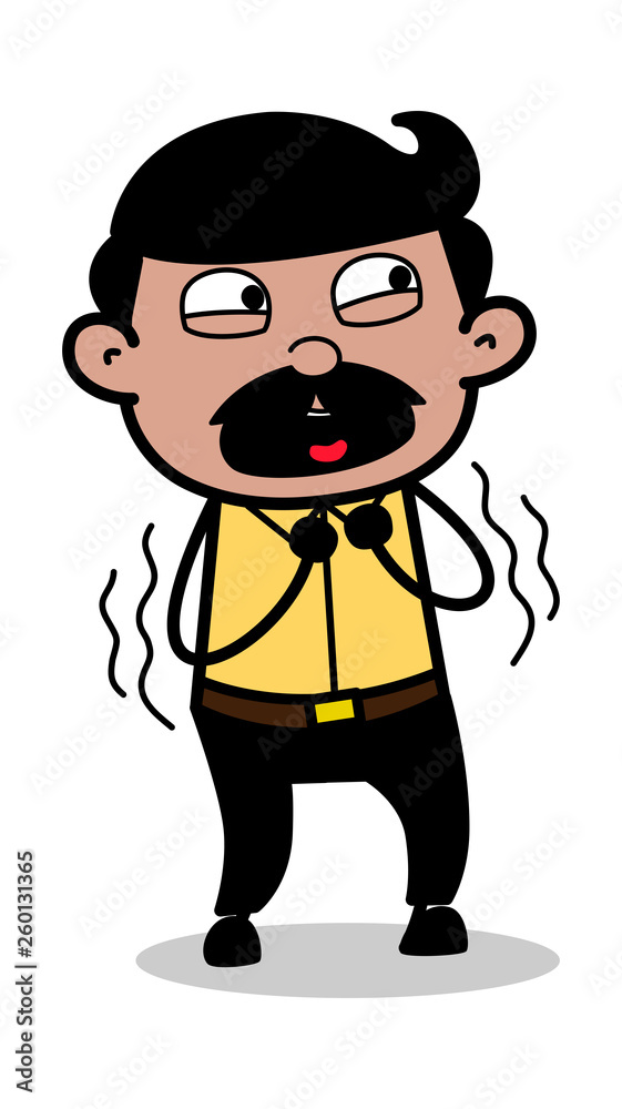 Scared - Indian Cartoon Man Father Vector Illustration