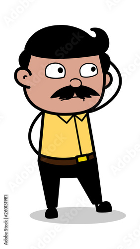 Feeling Guilt - Indian Cartoon Man Father Vector Illustration