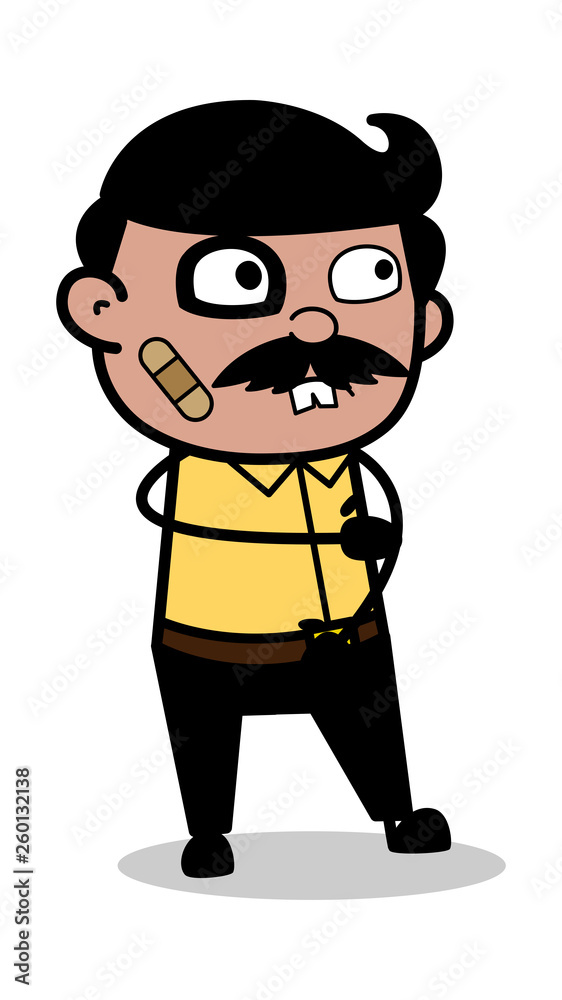 Funny Accidental Face - Indian Cartoon Man Father Vector Illustration Stock  Vector | Adobe Stock