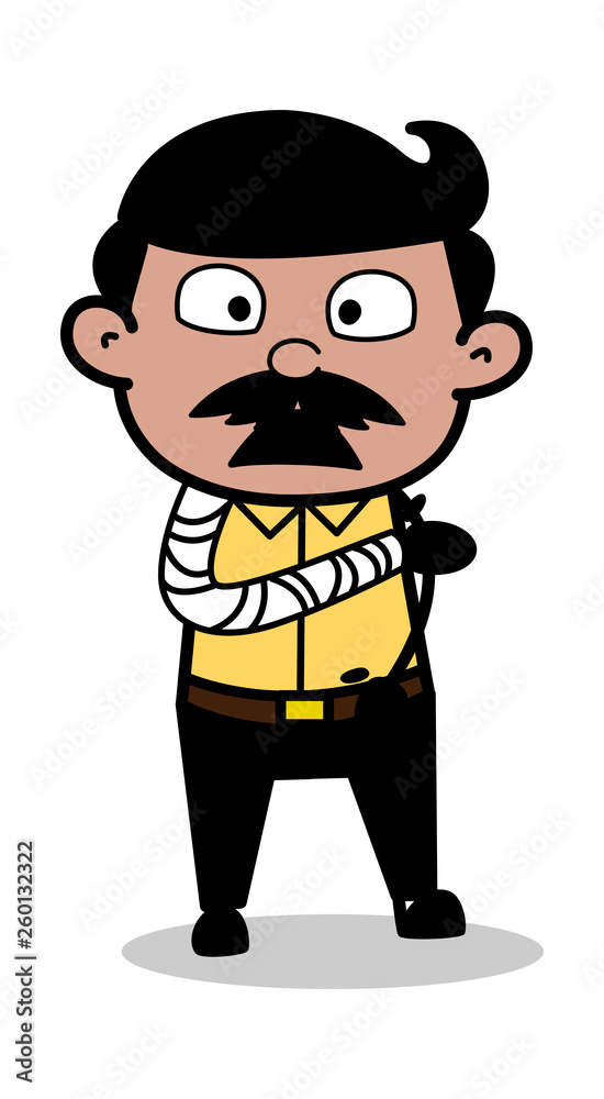 Bandage Hand - Indian Cartoon Man Father Vector Illustration Bandage Hand - Indian Cartoon Man Father Vector Illustration